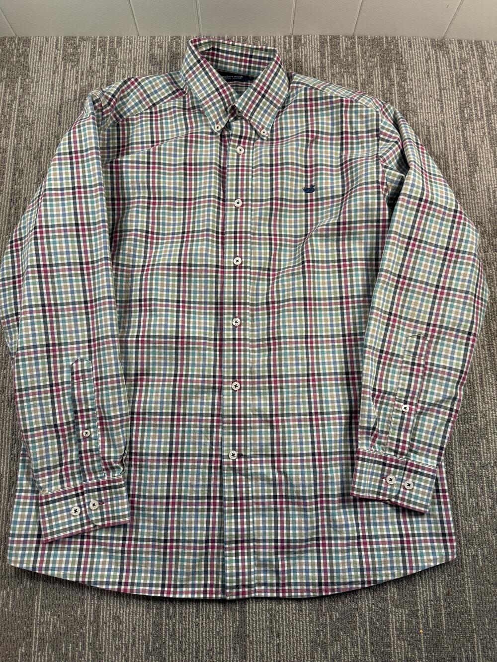 Southern Marsh Shirt Mens Medium Plaid Wrinkle Free Button Down Long Sleeve